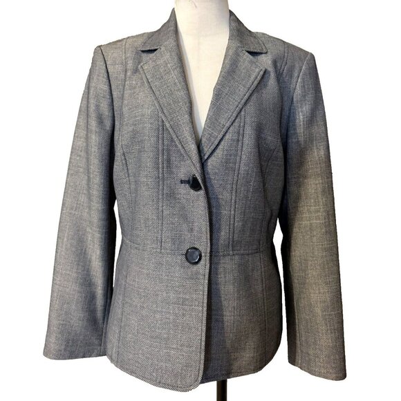 Le Suit Suit Jacket Blazer 16 Navy Blue Ivory 2 Button - Picture 1 of 10